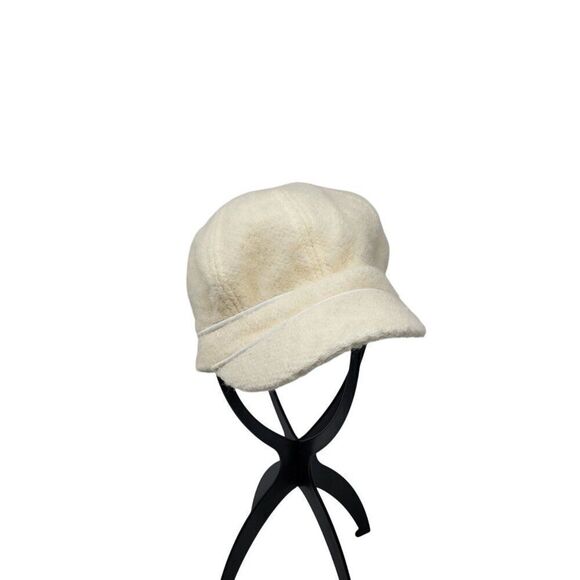 August Hat Company Wool-Blend Cream Newsboy Cap Cabby Retro Piped Tweed Glam - Picture 4 of 7